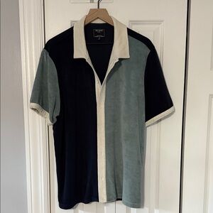 Todd Snyder Men's Colorblock Shirt - Navy, Gray, Cream